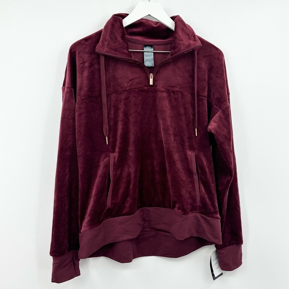 C9 Champion Burgundy Velvet Quarter Zip Pullover Size Medium